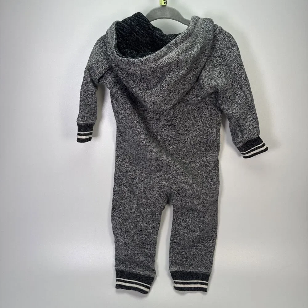 Hatley Heritage One Piece Zipped Baby Romper Bear Gray Hoodie 3-6 Month